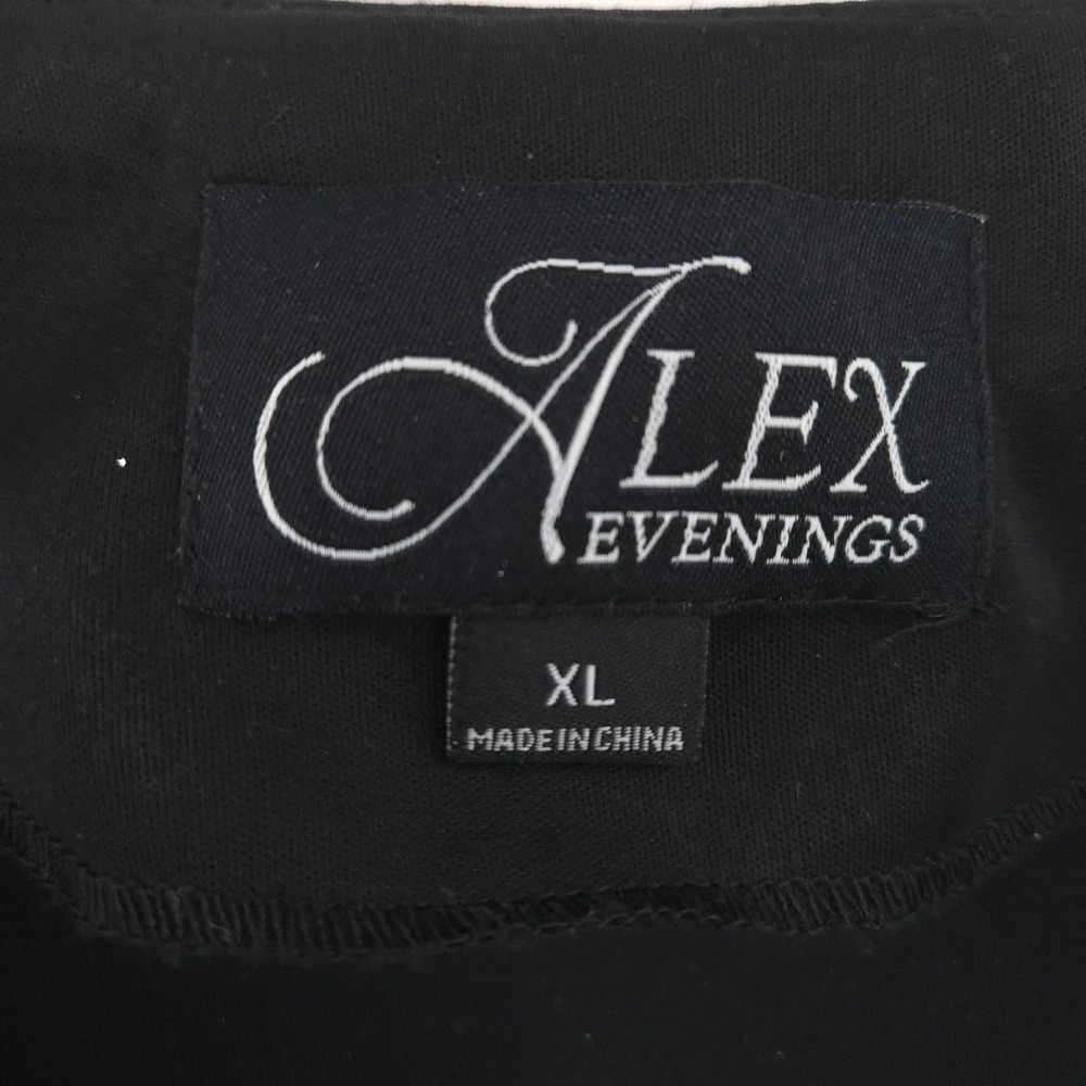 Alex Evenings Twin Set Women XL Black Silver Metallic Scallop Jacket Tank 2pc - Picture 5 of 9